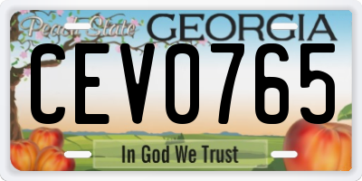 GA license plate CEV0765