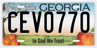 GA license plate CEV0770