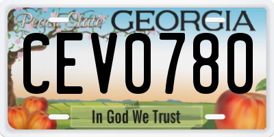 GA license plate CEV0780