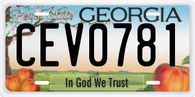GA license plate CEV0781