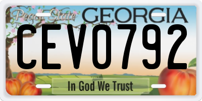 GA license plate CEV0792