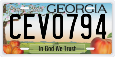 GA license plate CEV0794
