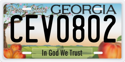 GA license plate CEV0802