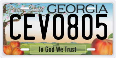 GA license plate CEV0805