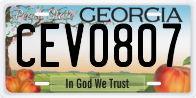 GA license plate CEV0807
