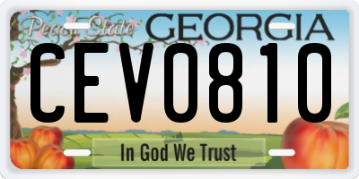 GA license plate CEV0810