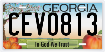 GA license plate CEV0813
