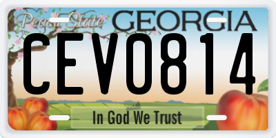 GA license plate CEV0814