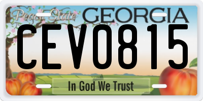 GA license plate CEV0815