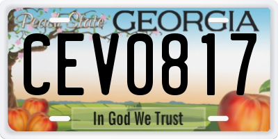GA license plate CEV0817