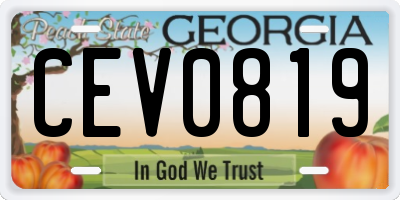 GA license plate CEV0819