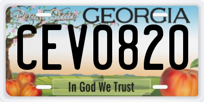 GA license plate CEV0820