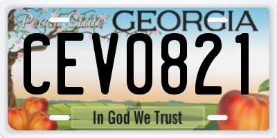 GA license plate CEV0821