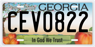 GA license plate CEV0822
