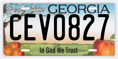 GA license plate CEV0827