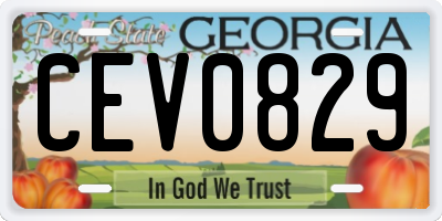 GA license plate CEV0829