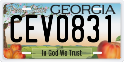 GA license plate CEV0831