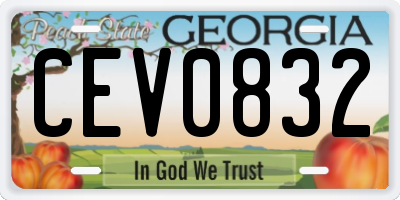 GA license plate CEV0832