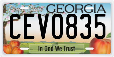 GA license plate CEV0835