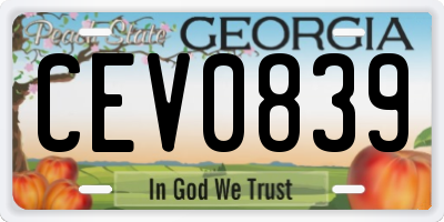 GA license plate CEV0839