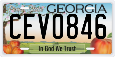 GA license plate CEV0846
