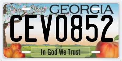 GA license plate CEV0852