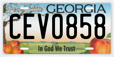 GA license plate CEV0858