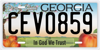GA license plate CEV0859