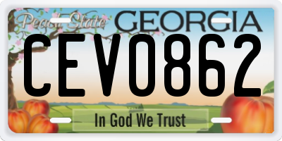GA license plate CEV0862