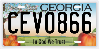 GA license plate CEV0866