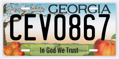 GA license plate CEV0867