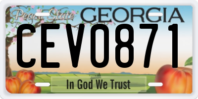 GA license plate CEV0871