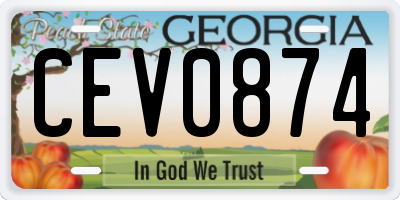 GA license plate CEV0874