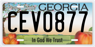 GA license plate CEV0877