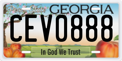 GA license plate CEV0888