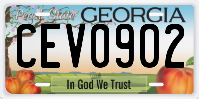 GA license plate CEV0902