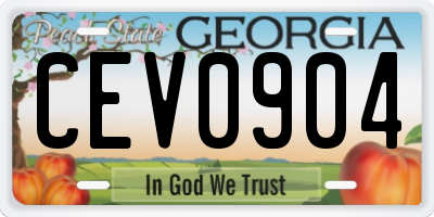 GA license plate CEV0904
