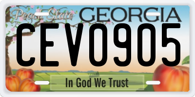 GA license plate CEV0905
