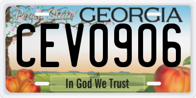 GA license plate CEV0906