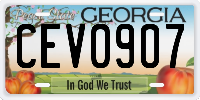 GA license plate CEV0907