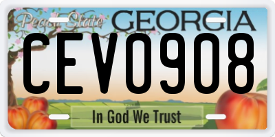 GA license plate CEV0908