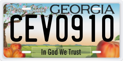 GA license plate CEV0910