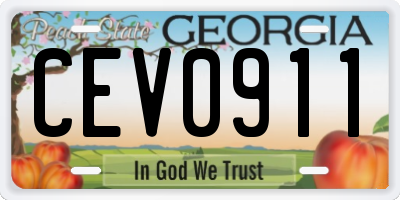 GA license plate CEV0911