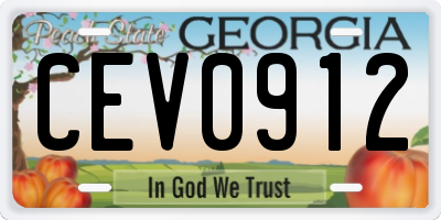 GA license plate CEV0912