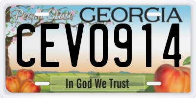 GA license plate CEV0914