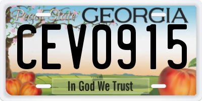 GA license plate CEV0915