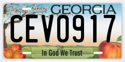 GA license plate CEV0917