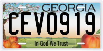 GA license plate CEV0919