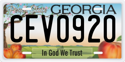 GA license plate CEV0920