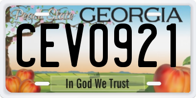 GA license plate CEV0921